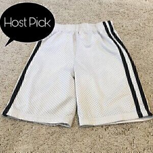 Boys size 7 off white and black mesh shorts